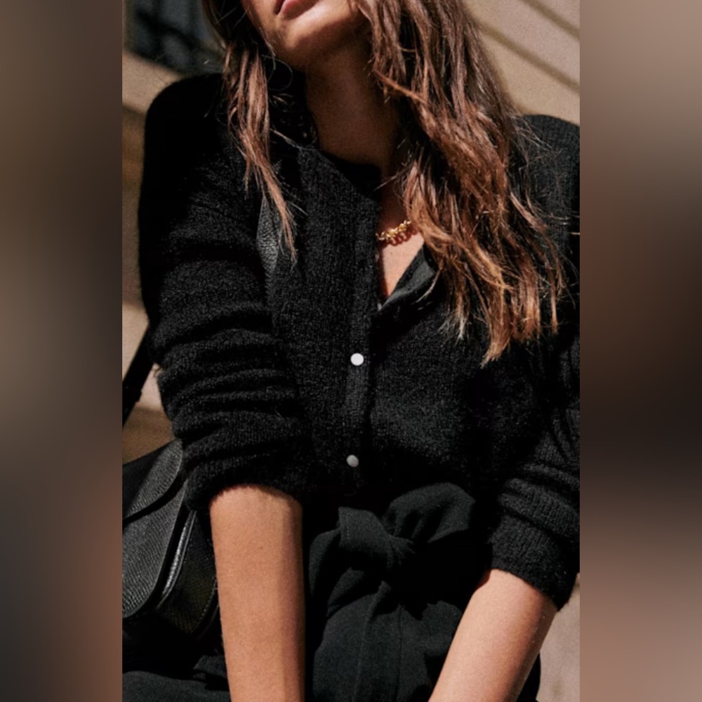 Sezane Gaspard Mohair Cardigan Black Size Medium